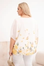 Women's plus-size short-sleeve blouse with floral print yellow