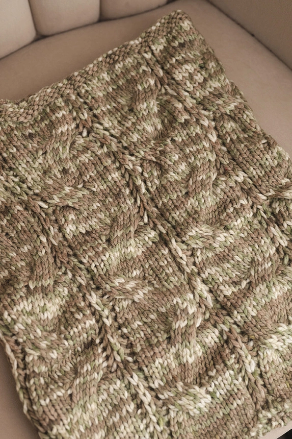 Women's soft wool winter cowl KN25 dark mint + mocha