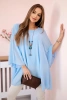 Oversized Women's Blouse Made of Viscose with a Necklace Blue