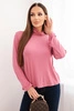 Women's viscose blouse with a turtleneck and long sleeves dark pink
