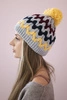 Women's cap Laila K283 dark grey+yellow