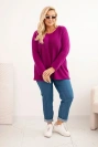 Plus size women's sweater with a boat neck dark purple