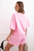 Women's butter set with a short-sleeved blouse and shorts with an elastic band light pink
