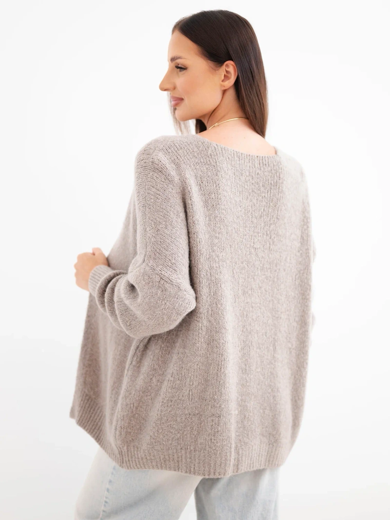 Sweter damski z alpaką bez zapięcia i długim rękawem fango