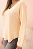 Women's sweater with viscose and a V-neck apricot