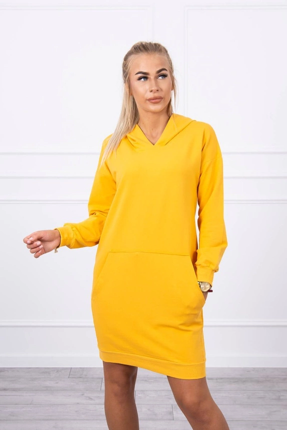 Suknelė su gobtuvu, garstyčių spalvos