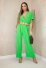 Overalls with a decorative belt at the waist light green