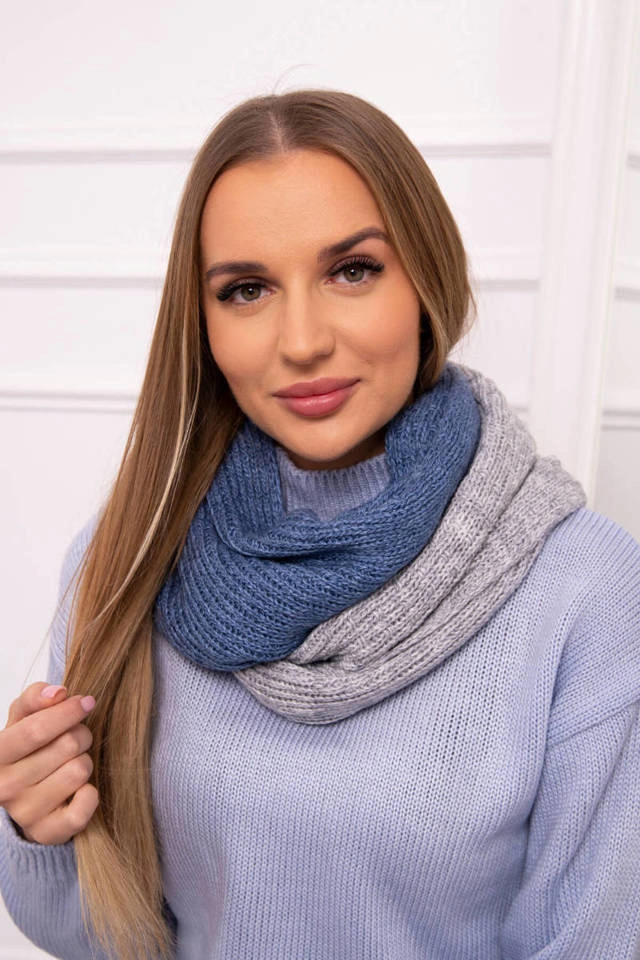 KN14 Zweifarbiger Denim+grauer Snood für Damen