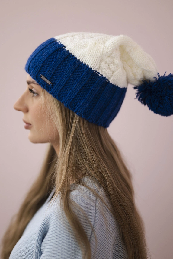 Cap with fleece Paris K212 ecru+mauve-blue