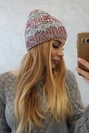 Čapica s fleece Melisa K241 bordová+šedá