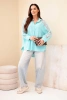 Women's viscose shirt with lace sleeves and collar mint