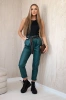 Waxed trousers with a belt green