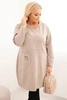 Moteriška suknelė Plus Size su kišene ir 3/4 rankovėmis fango