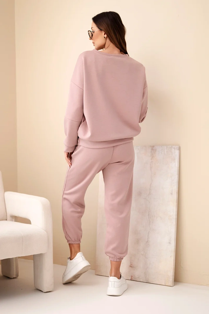 Viskose-Set Sweatshirt + Hose dunkelrosa