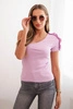 One-shoulder cotton women's blouse with ruffle light purple