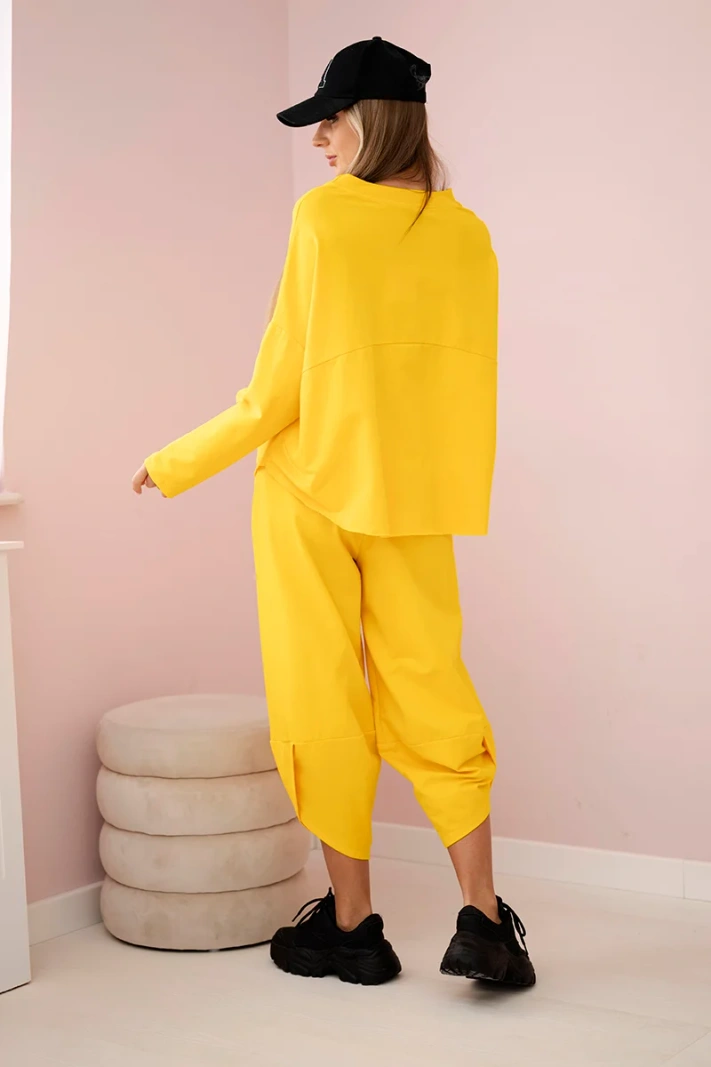 Cotton sweatshirt pants set dark yellow