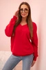 Women's long sleeve sweatshirt with a V-neck red