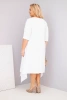 Plus Size women's cotton dress with an asymmetrical hem white