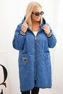 Damenjacke Plus Size gesteppte mit Kapuze und sportlichen Bündchen hell jeansblau