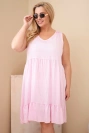 Damenkleid Plus-Size aus Viskose mit Spitze ärmellos bonbonrosa