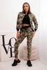 Women's set with hood and camo print khaki + ecru