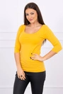 Round neckline blouse mustard
