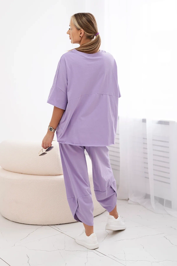 Baumwollset Bluse + Hose hellviolett