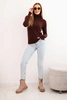 Women's viscose sweater with a turtleneck and long sleeves brown