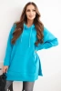 Warm sweatshirt with side slits turquoise