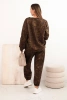 Women's oversized tracksuit set made of viscose with an elongated sweatshirt and a washed effect brown