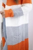 Sweter Kardigan w pasy pomarańczowy+ecru