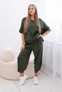 Cotton set blouse + trousers light khaki
