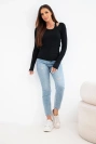 2-teilige Damen Baumwollbluse mit Top und Langarmbluse schwarz