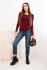 Women's viscose sweater with a round neckline and fitted cut burgundy