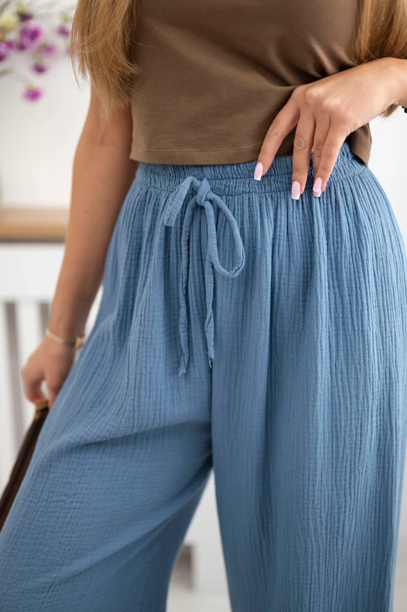 Musselin-Hose mit weitem Bein Denim