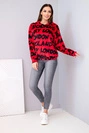 Damen Oversize-Kapuzenpullover mit Aufdruck rot