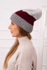 Cap with fleece Bojana K265 dark grey+burgundy+light grey