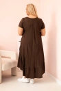 Dámske šaty plus size s krátkym rukávom a volánom z ľahkej viskózy hnedá