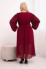 Women's Plus Size Pleated Dress made of Viscose with Long Sleeves Burgundy