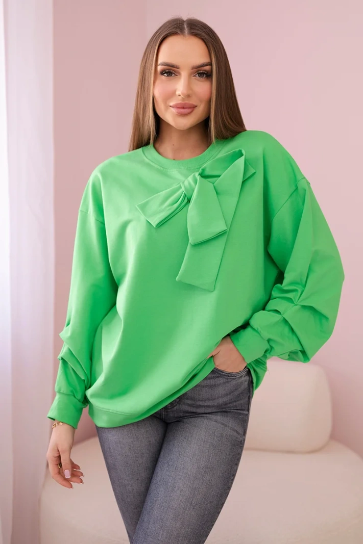 Baumwollbluse mit Schleife hellgrün