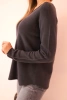 Women's sweater with viscose and a V-neck graphite