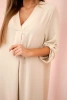 Kleid mit V-Ausschnitt Dunkelbeige