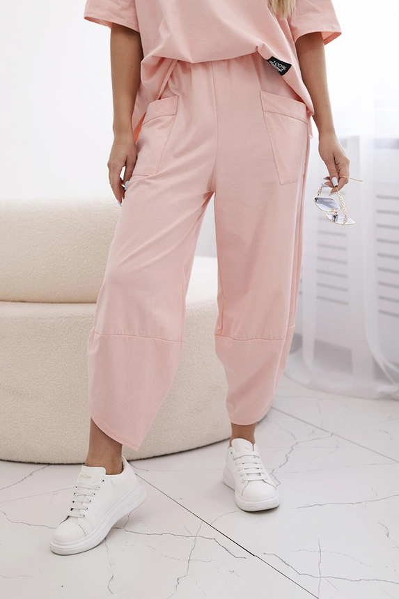 Cotton set blouse + trousers peach