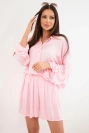 Damen-Set aus Viskose Hemd mit Knöpfen und lockere Shorts hellrosa