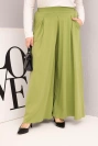 Dámske bavlnené nohavice Plus Size s širokou nohavicou a voľným strihom pistáciové