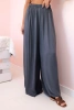 Weite Damenhose aus Viskose mit elastischem Bund graphit
