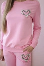 Women's cotton set with a decorative heart candy pink