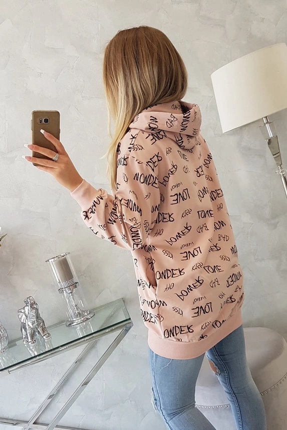 Sweatshirt with inscriptions dark powdered pink