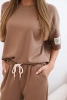 Damen-Viskose-Set mit kurzen Ärmeln und Hosen Kamel