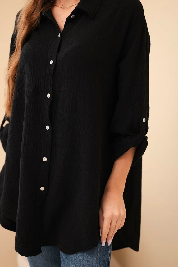 Cotton muslin shirt black